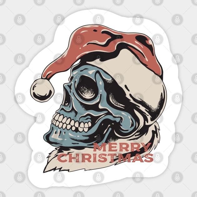 merry christmas skull santa illustration Sticker by creaviday